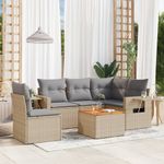 Casa si Gradina - Gradina si terasa - Mobilier exterior - Seturi mobila gradina - Set canapele de gradina, 6 piese, cu perne, bej, poliratan - Infinity.ro