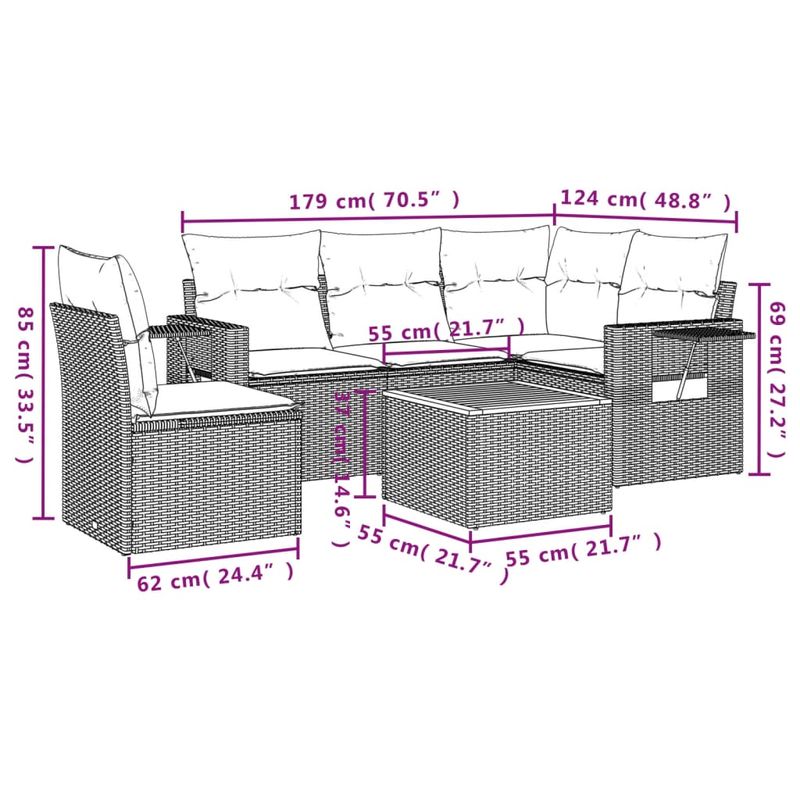 Casa si Gradina - Gradina si terasa - Mobilier exterior - Seturi mobila gradina - Set canapele de gradina, 6 piese, cu perne, bej, poliratan - Infinity.ro