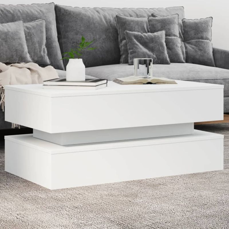 Casa si Gradina - Mobilier - Mese si birouri - Masute de cafea - Masuta de cafea cu lumini LED, alb, 90x50x40 cm - Infinity.ro