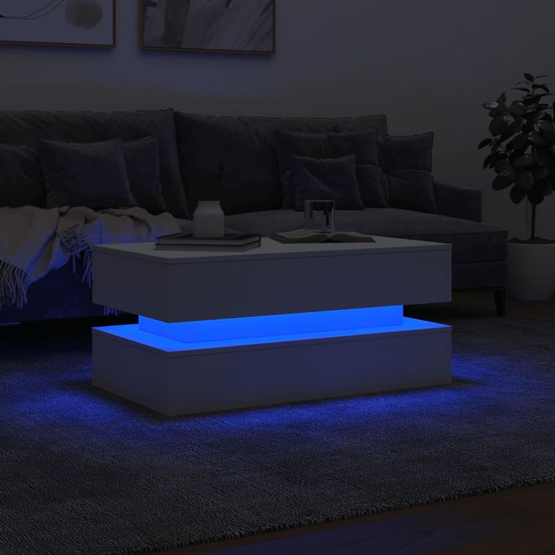 Casa si Gradina - Mobilier - Mese si birouri - Masute de cafea - Masuta de cafea cu lumini LED, alb, 90x50x40 cm - Infinity.ro