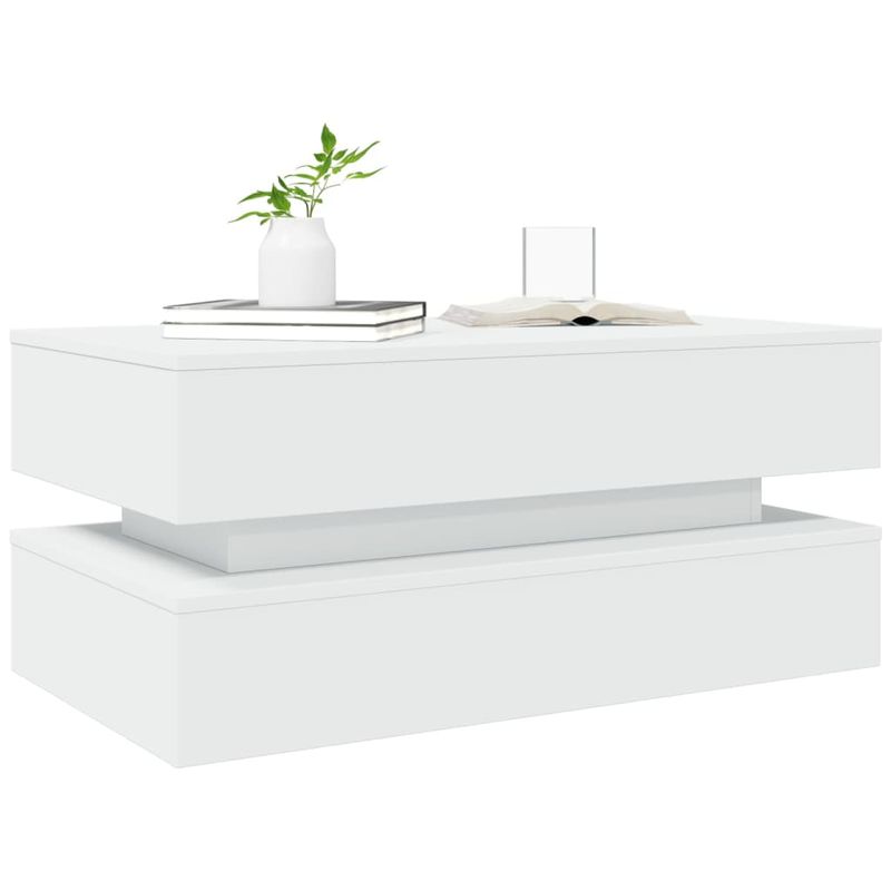 Casa si Gradina - Mobilier - Mese si birouri - Masute de cafea - Masuta de cafea cu lumini LED, alb, 90x50x40 cm - Infinity.ro