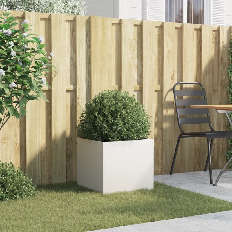 Casa si Gradina - Gradinarit si plante - Plante si ghivece - Ghivece si suporturi - Jardiniera, alb, 42x40x39 cm, otel laminat la rece - Infinity.ro