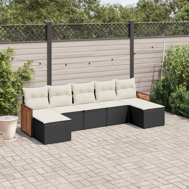 Casa si Gradina - Gradina si terasa - Mobilier exterior - Seturi mobila gradina - Set canapele de gradina cu perne, 7 piese, negru, poliratan - Infinity.ro