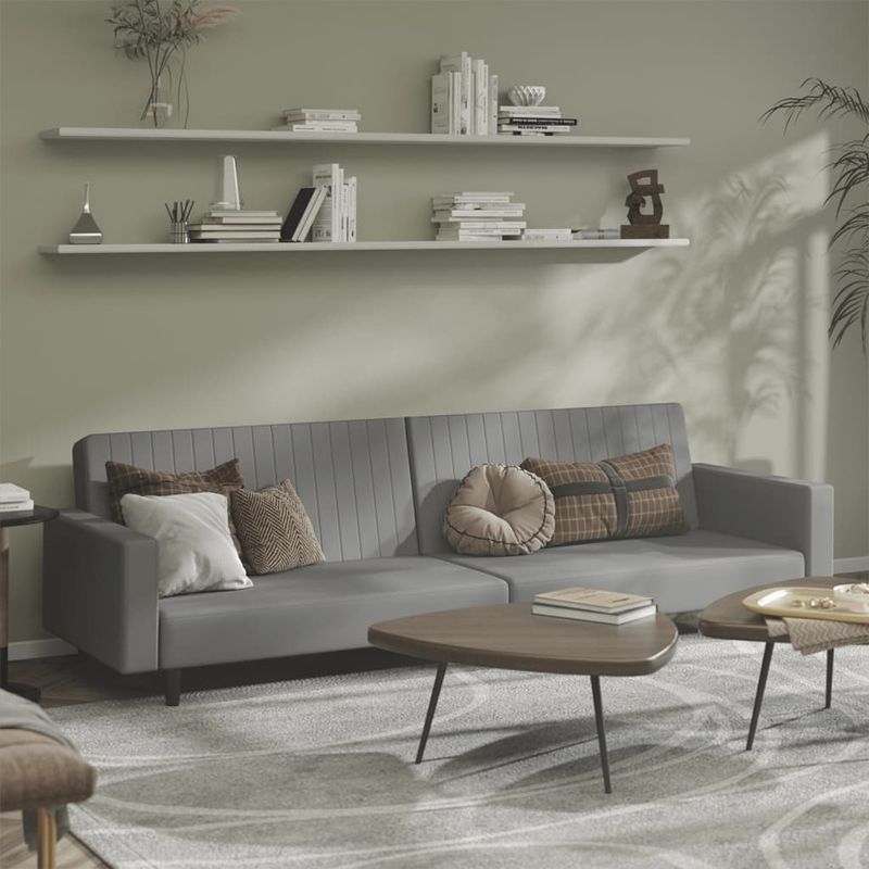 Casa si Gradina - Mobilier - Canapele si coltare - Canapele - Canapea extensibila cu 2 locuri, gri deschis, catifea - Infinity.ro