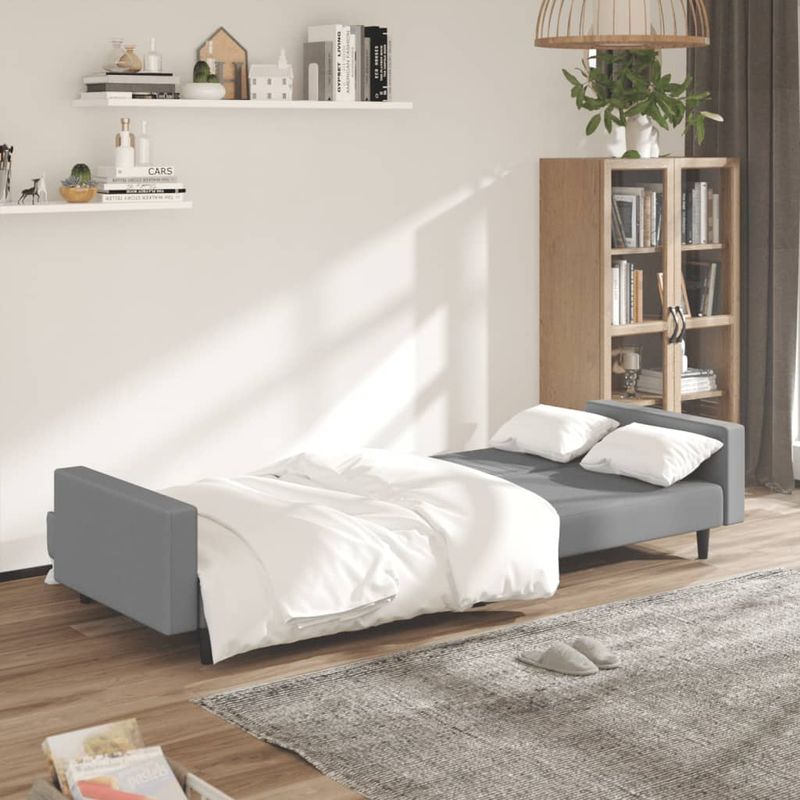 Casa si Gradina - Mobilier - Canapele si coltare - Canapele - Canapea extensibila cu 2 locuri, gri deschis, catifea - Infinity.ro