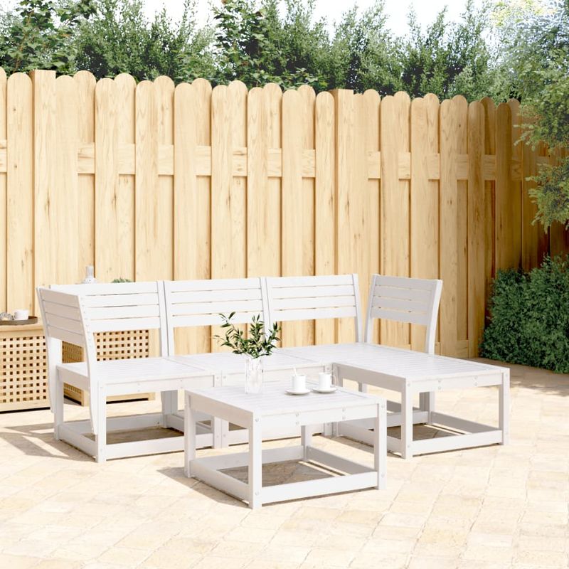 Casa si Gradina - Gradina si terasa - Mobilier exterior - Seturi mobila gradina - Set mobilier relaxare de gradina, 4 piese, alb, lemn masiv pin - Infinity.ro