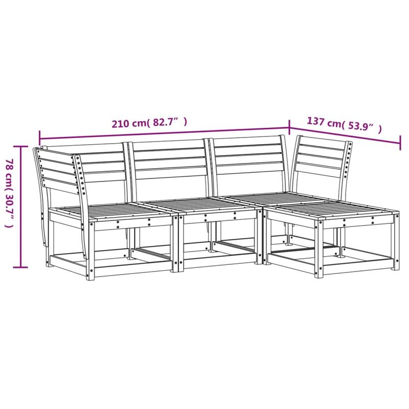 Casa si Gradina - Gradina si terasa - Mobilier exterior - Seturi mobila gradina - Set mobilier relaxare de gradina, 4 piese, alb, lemn masiv pin - Infinity.ro