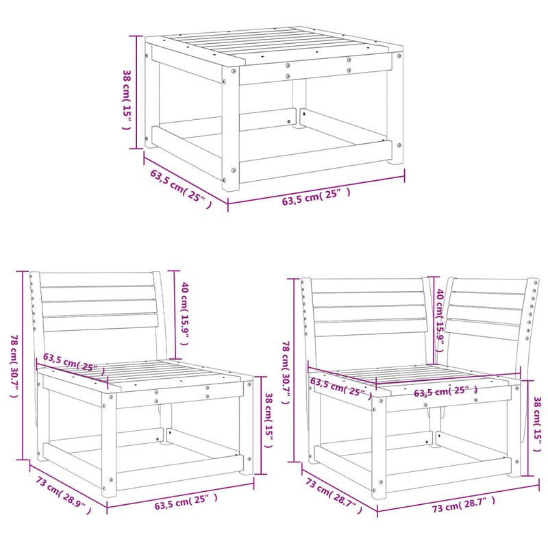 Casa si Gradina - Gradina si terasa - Mobilier exterior - Seturi mobila gradina - Set mobilier relaxare de gradina, 4 piese, alb, lemn masiv pin - Infinity.ro