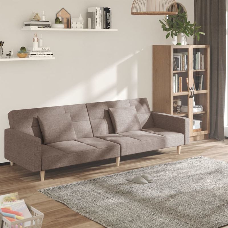 Casa si Gradina - Mobilier - Canapele si coltare - Canapele - Canapea extensibila cu 2 locuri, 2 perne, gri taupe, textil - Infinity.ro