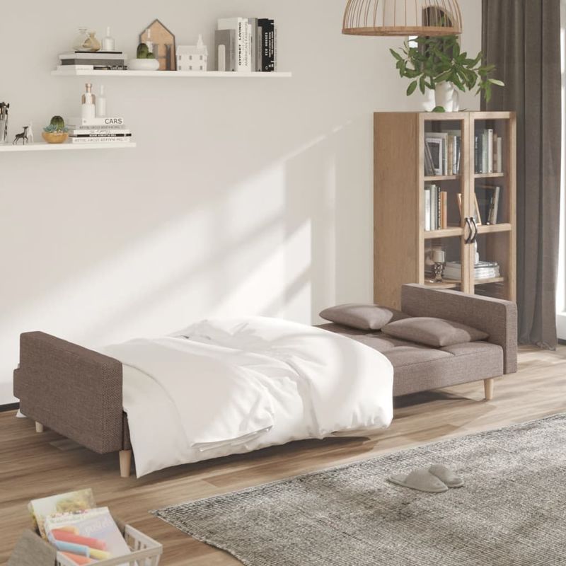 Casa si Gradina - Mobilier - Canapele si coltare - Canapele - Canapea extensibila cu 2 locuri, 2 perne, gri taupe, textil - Infinity.ro