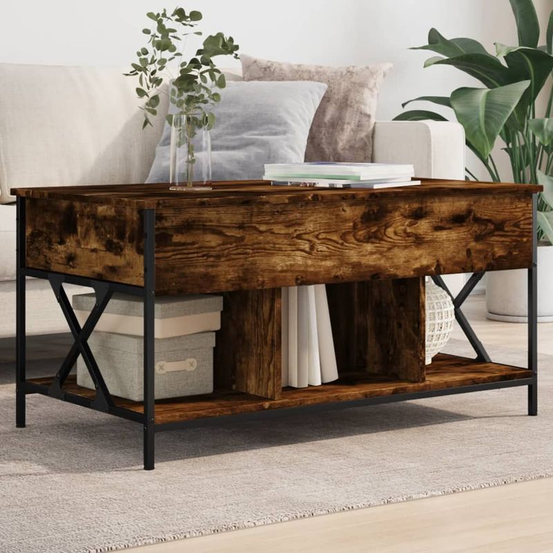 Casa si Gradina - Mobilier - Mese si birouri - Masute de cafea - Masuta de cafea stejar fumuriu 100x55x50cm lemn prelucrat/metal - Infinity.ro
