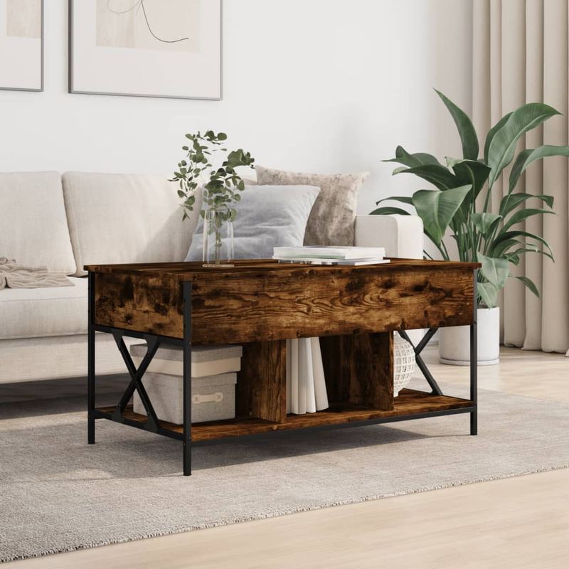 Casa si Gradina - Mobilier - Mese si birouri - Masute de cafea - Masuta de cafea stejar fumuriu 100x55x50cm lemn prelucrat/metal - Infinity.ro