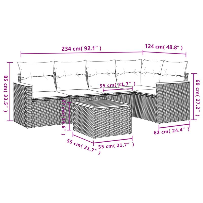 Casa si Gradina - Gradina si terasa - Mobilier exterior - Seturi mobila gradina - Set canapele de gradina cu perne, 6 piese, bej, poliratan - Infinity.ro