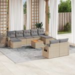 Casa si Gradina - Gradina si terasa - Mobilier exterior - Seturi mobila gradina - Set canapele de gradina, 10 piese, cu perne, bej, poliratan - Infinity.ro
