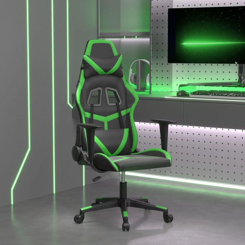 Casa si Gradina - Mobilier - Scaune si fotolii - Scaune - Scaun de gaming de masaj, negru si verde, piele ecologica - Infinity.ro
