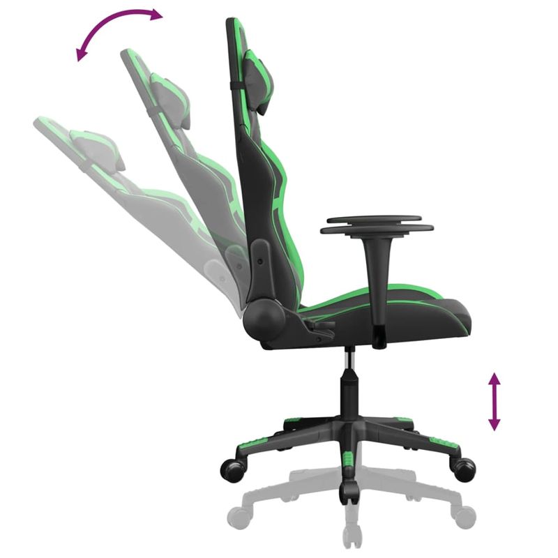 Casa si Gradina - Mobilier - Scaune si fotolii - Scaune - Scaun de gaming de masaj, negru si verde, piele ecologica - Infinity.ro