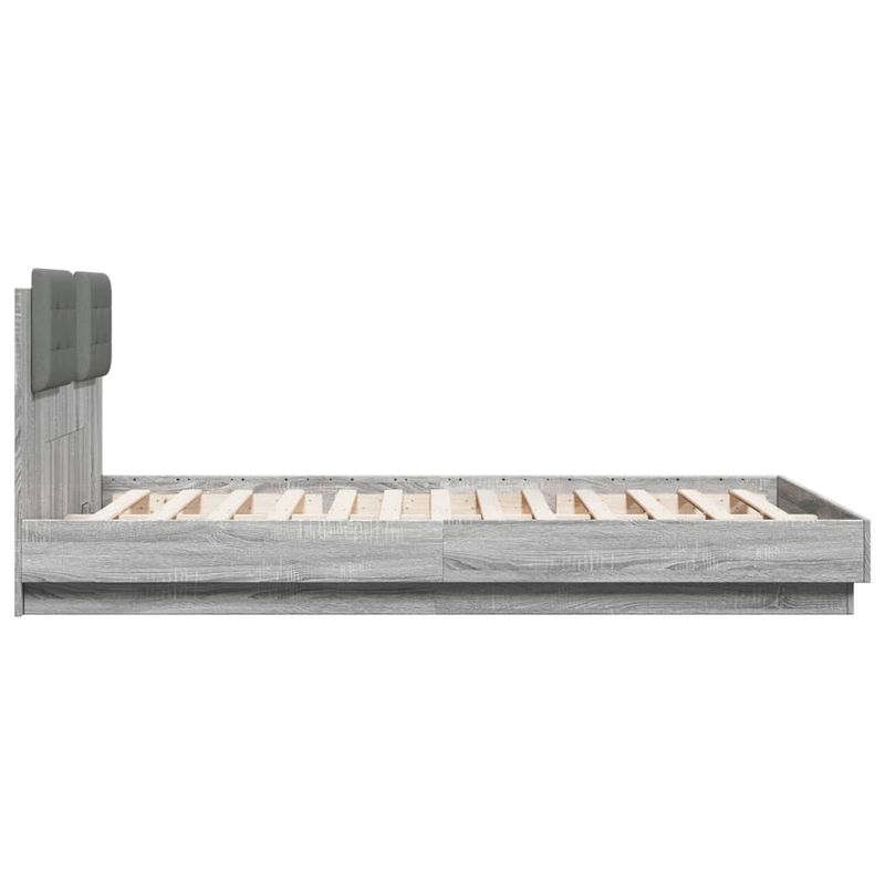 Casa si Gradina - Mobilier - Paturi si accesorii - Paturi - Cadru de pat cu tablie si lumini LED, gri sonoma, 120x200 cm - Infinity.ro