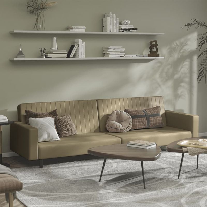 Casa si Gradina - Mobilier - Canapele si coltare - Canapele - Canapea extensibila cu 2 locuri, cappuccino, piele ecologica, model cu cotieră" - Infinity.ro