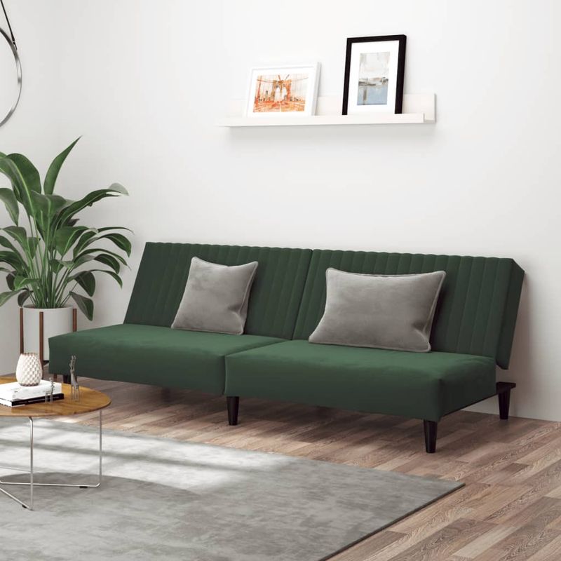 Casa si Gradina - Mobilier - Canapele si coltare - Canapele - Canapea extensibila cu 2 locuri, verde inchis, catifea - Infinity.ro