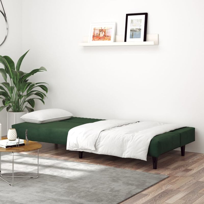 Casa si Gradina - Mobilier - Canapele si coltare - Canapele - Canapea extensibila cu 2 locuri, verde inchis, catifea - Infinity.ro
