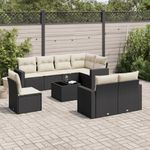 Casa si Gradina - Gradina si terasa - Mobilier exterior - Seturi mobila gradina - Set mobilier de gradina cu perne, 9 piese, negru, poliratan - Infinity.ro