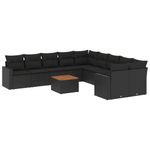 Casa si Gradina - Gradina si terasa - Mobilier exterior - Canapele si fotolii gradina - Set canapele de gradina cu perne, 11 piese, negru, poliratan - Infinity.ro