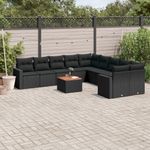 Casa si Gradina - Gradina si terasa - Mobilier exterior - Canapele si fotolii gradina - Set canapele de gradina cu perne, 11 piese, negru, poliratan - Infinity.ro