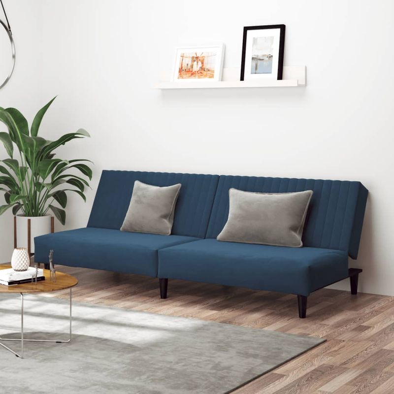 Casa si Gradina - Mobilier - Canapele si coltare - Canapele - Canapea extensibila cu 2 locuri, albastru, catifea - Infinity.ro