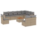 Casa si Gradina - Gradina si terasa - Mobilier exterior - Seturi mobila gradina - Set canapele de gradina cu perne, 11 piese, bej, poliratan - Infinity.ro