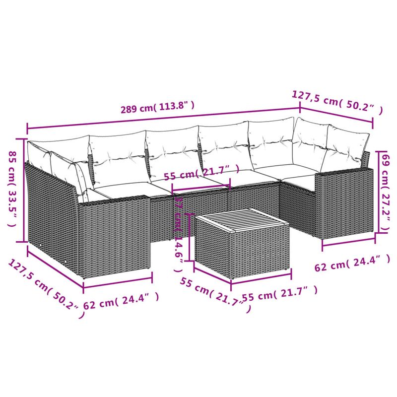 Casa si Gradina - Gradina si terasa - Mobilier exterior - Seturi mobila gradina - Set canapele de gradina, 8 piese, cu perne, bej, poliratan - Infinity.ro