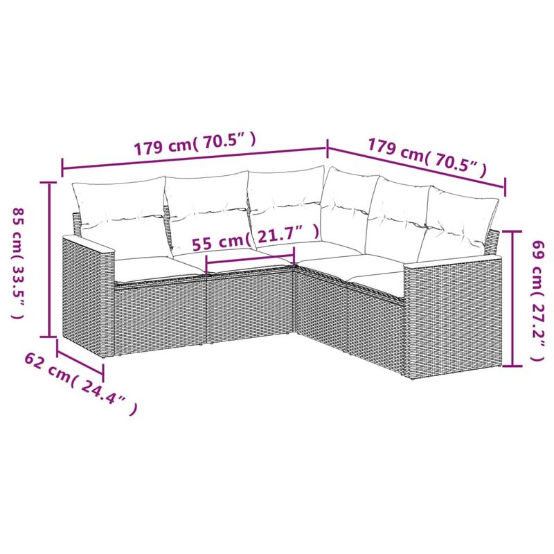 Casa si Gradina - Gradina si terasa - Mobilier exterior - Seturi mobila gradina - Set canapele de gradina cu perne, 5 piese, bej, poliratan - Infinity.ro