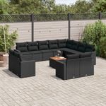 Casa si Gradina - Gradina si terasa - Mobilier exterior - Canapele si fotolii gradina - Set mobilier de gradina cu perne, 13 piese, negru, poliratan - Infinity.ro