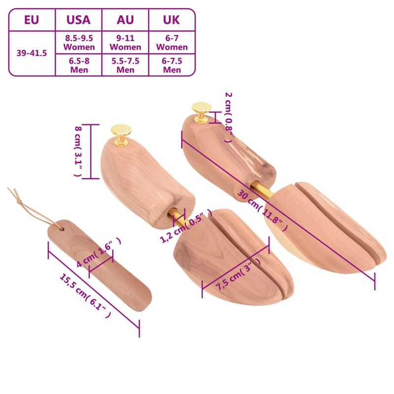 Market - Spalare si intretinere rufe - Produse intretinere Incaltaminte - Perii si alte accesorii - Dispozitiv largire pantofi cu incaltator EU 39-41,5, lemn cedru - Infinity.ro