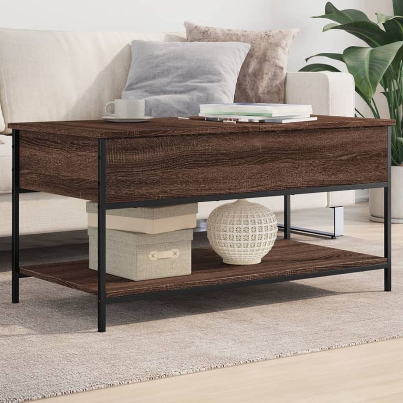 Casa si Gradina - Mobilier - Mese si birouri - Masute de cafea - Masuta de cafea stejar maro 100x50x50 cm lemn prelucrat/metal - Infinity.ro