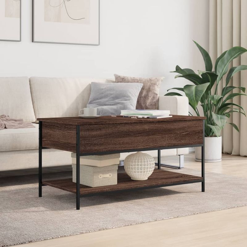 Casa si Gradina - Mobilier - Mese si birouri - Masute de cafea - Masuta de cafea stejar maro 100x50x50 cm lemn prelucrat/metal - Infinity.ro