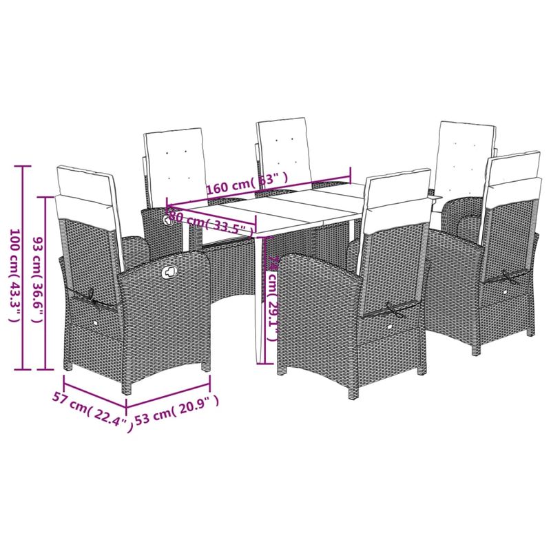 Casa si Gradina - Gradina si terasa - Mobilier exterior - Seturi mobila gradina - Set de masa pentru gradina, 7 piese, cu perne, bej, poliratan - Infinity.ro