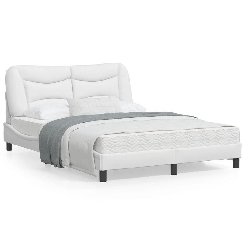 Casa si Gradina - Mobilier - Paturi si accesorii - Paturi - Cadru de pat cu tablie, alb, 120x200 cm, piele ecologica - Infinity.ro