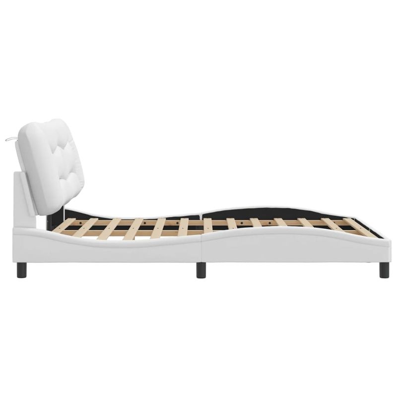Casa si Gradina - Mobilier - Paturi si accesorii - Paturi - Cadru de pat cu tablie, alb, 120x200 cm, piele ecologica - Infinity.ro
