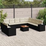 Casa si Gradina - Gradina si terasa - Mobilier exterior - Seturi mobila gradina - Set canapele de gradina cu perne, 11 piese, negru, poliratan - Infinity.ro