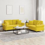 Casa si Gradina - Mobilier - Seturi de mobilier - Seturi living - Set de canapele cu perne, 2 piese, galben, catifea - Infinity.ro