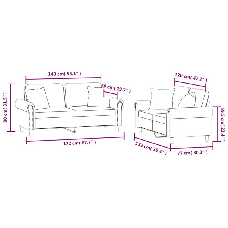Casa si Gradina - Mobilier - Seturi de mobilier - Seturi living - Set de canapele cu perne, 2 piese, galben, catifea - Infinity.ro