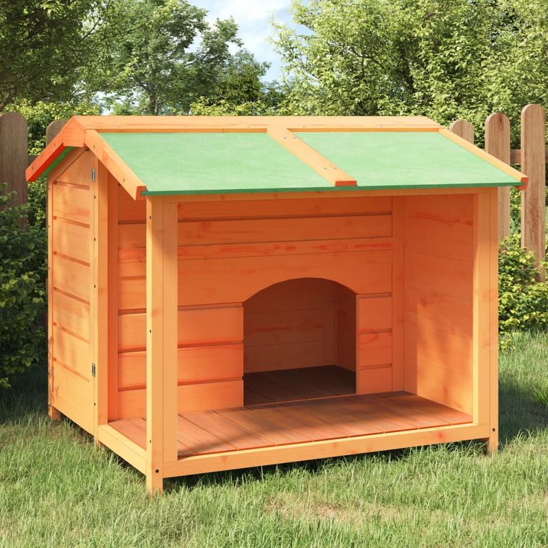 Petshop - Accesorii petshop - Culcusuri si custi - Custi interior si exterior - Cusca de caine, maro, 96x87x80,5 cm, lemn masiv pin - Infinity.ro
