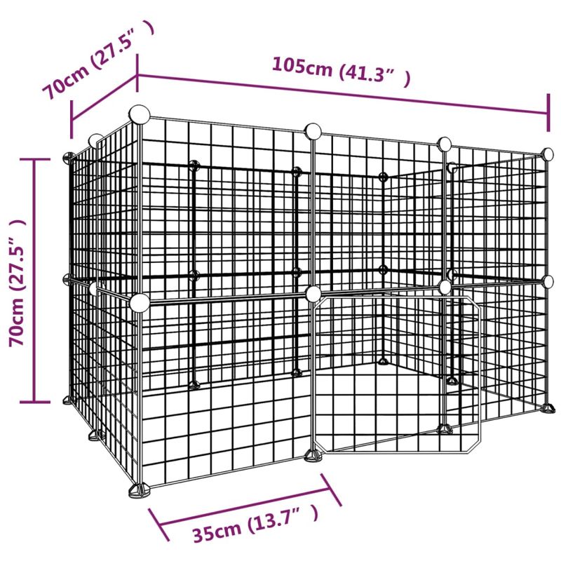 Petshop - Accesorii petshop - Culcusuri si custi - Custi interior si exterior - Cusca animale de companie cu usa 20 panouri negru 35x35 cm otel - Infinity.ro