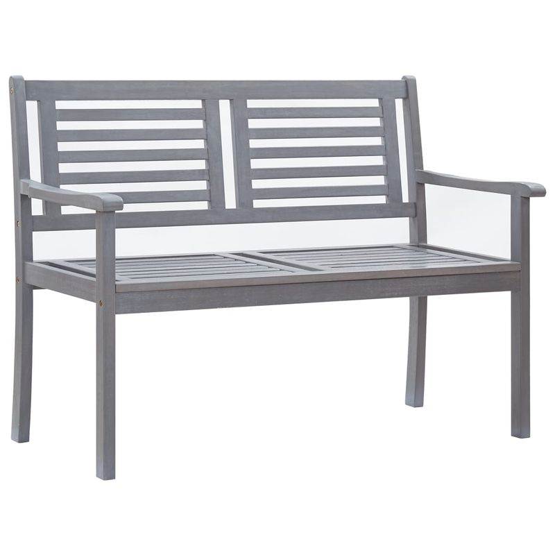 Casa si Gradina - Gradina si terasa - Mobilier exterior - Bancute de gradina - Banca gradina 2 locuri, cu perna, 120 cm, gri, lemn eucalipt - Infinity.ro