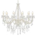 Casa si Gradina - Corpuri si surse de iluminat - Veioze si lampi - Lampadare - Candelabru cu margele, alb, 12 becuri E14 - Infinity.ro