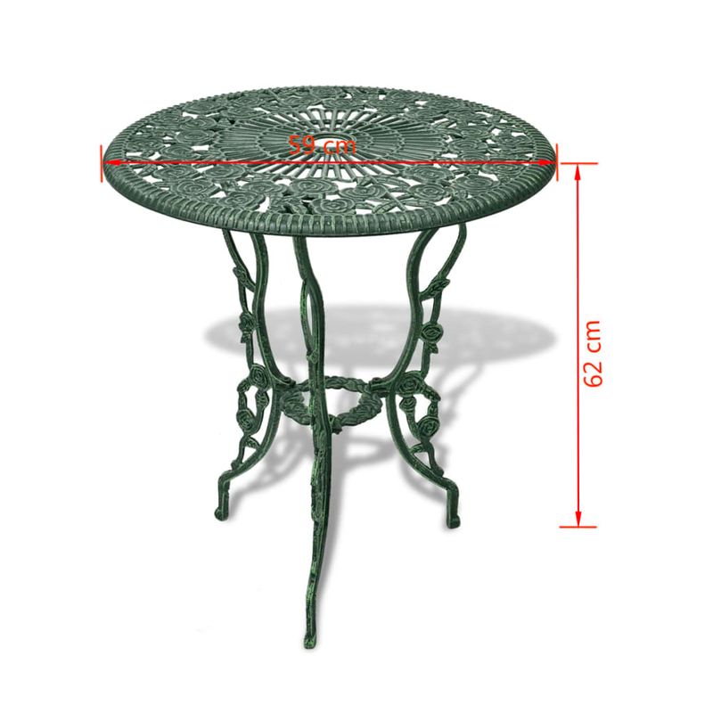 Casa si Gradina - Gradina si terasa - Mobilier exterior - Seturi mobila gradina - Set mobilier de bistro, 3 piese, verde, aluminiu turnat, număr de articole 3 - Infinity.ro
