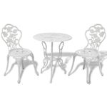 Casa si Gradina - Gradina si terasa - Mobilier exterior - Seturi mobila gradina - Set mobilier de bistro, 3 piese, alb, aluminiu turnat, număr de articole 3 - Infinity.ro