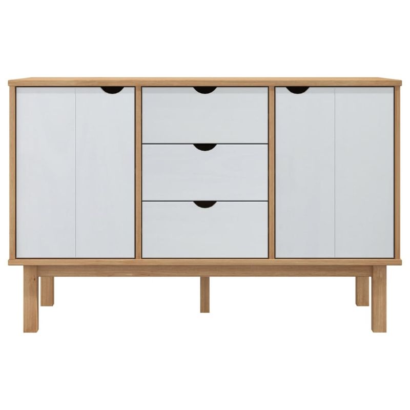 Casa si Gradina - Mobilier - Comode si corpuri - Comode - Servanta OTTA, maro si alb, 113,5x43x73 cm, lemn masiv de pin - Infinity.ro