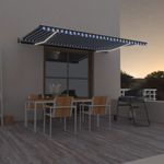 Casa si Gradina - Gradina si terasa - Umbrele si pavilioane - Pavilioane - Copertina retractabila cu senzor vant & LED , albastru/alb, 500x350 cm - Infinity.ro