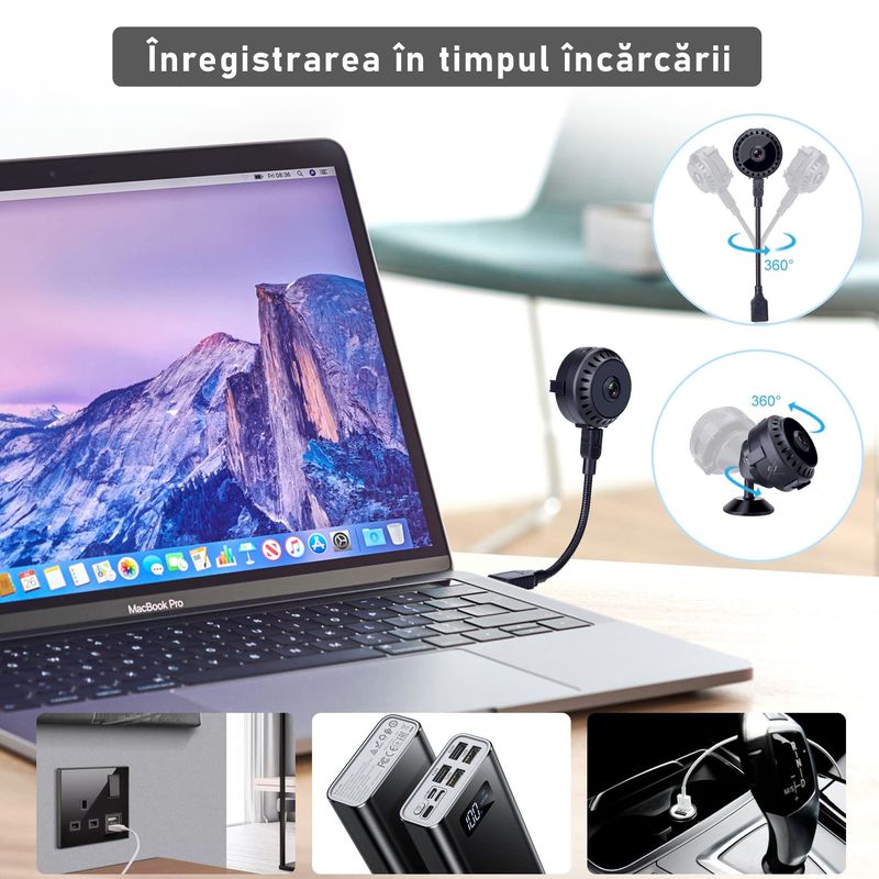 Laptop, Telefoane si Tablete - Wearables si gadgeturi - Gadgeturi - Dispozitive spionaj - Mini camera ascunsa magnetica, WiFi, Full HD, night vision, unghi 90° - WD15 - Infinity.ro